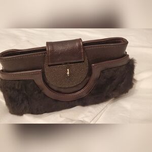 R&Y AUGOUSTI -clutch-real fur rabbit- evening clutch bag